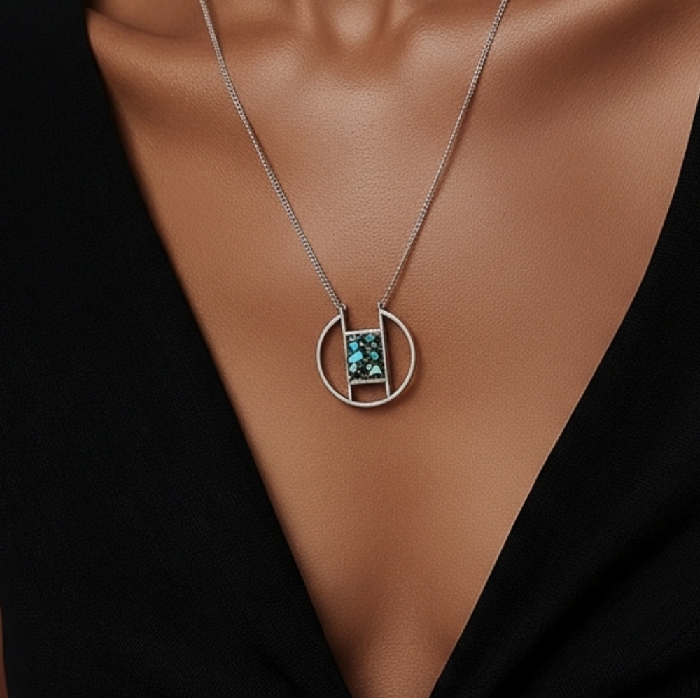 Long Boho Desert Vibes Turquoise Pendant Necklace
